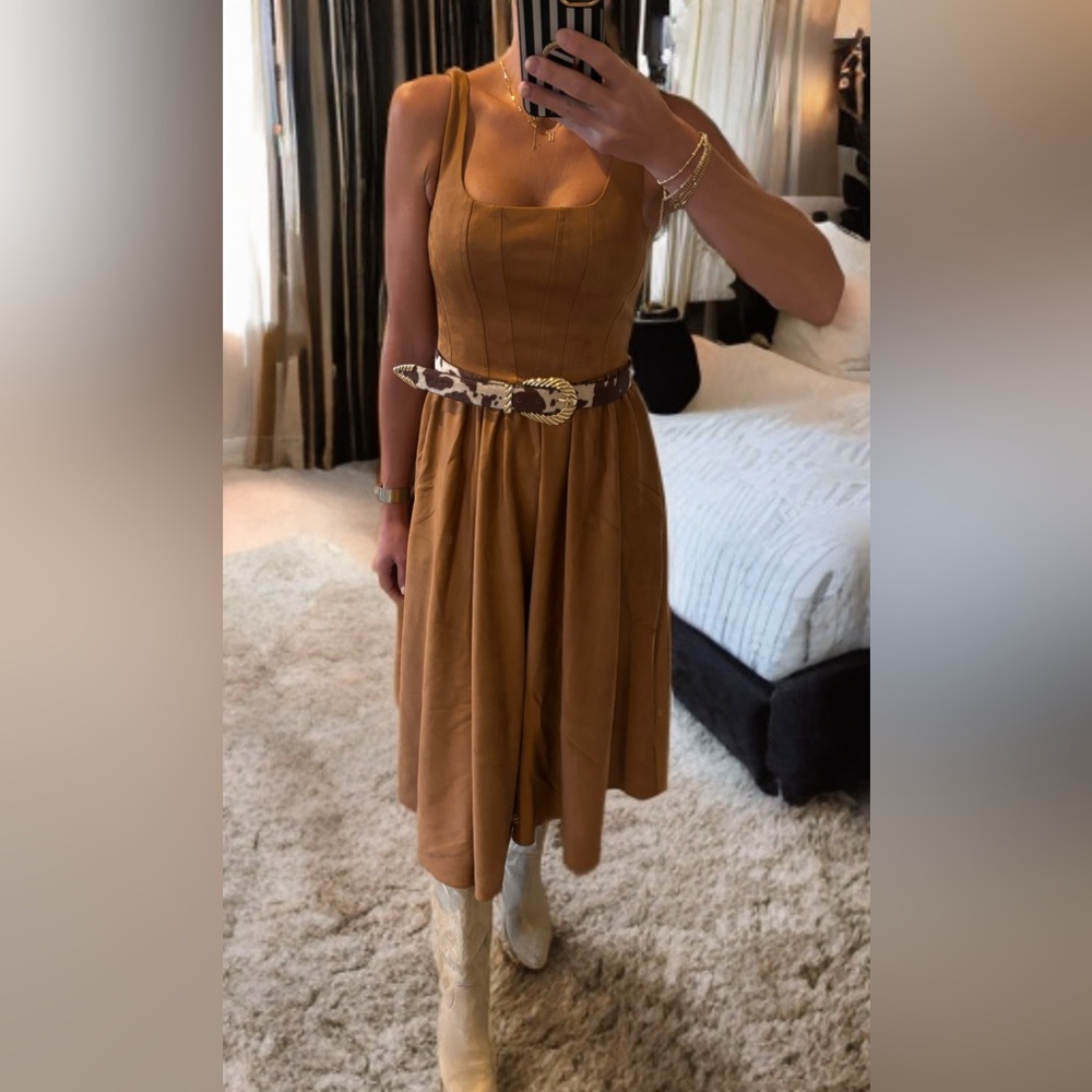 Wayf Rust Brown Midi Dress